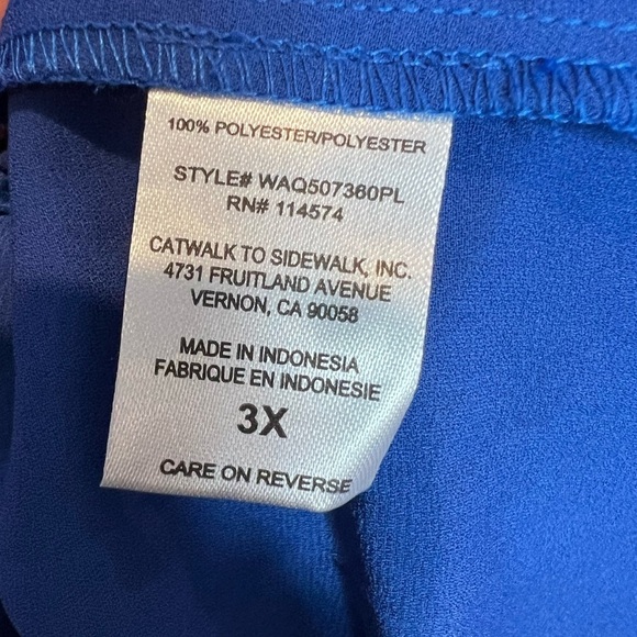 120. NWT Pleione Self-tie Wrap Front Blouse In Blue 3X - Picture 3 of 5